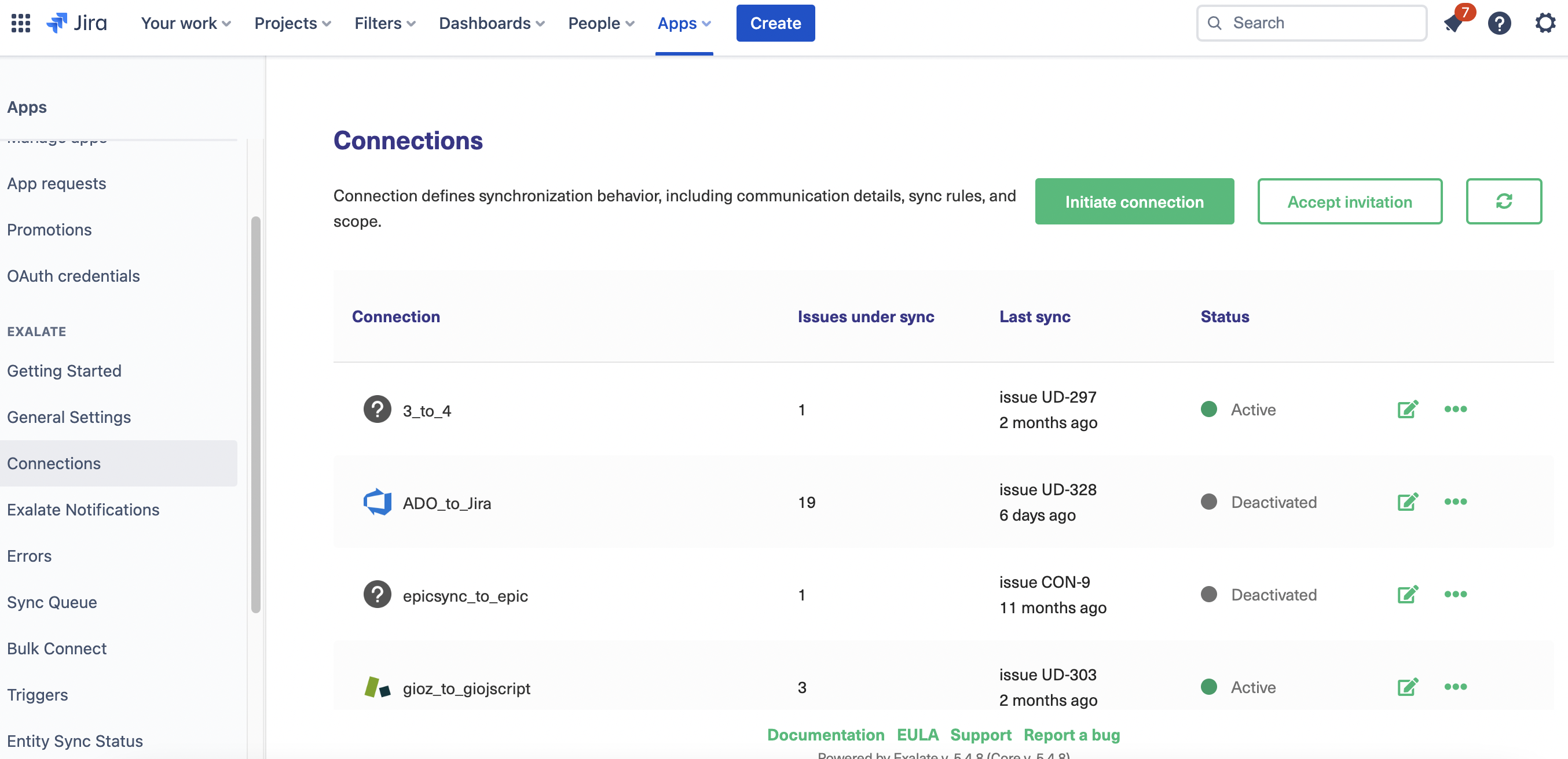 initiate connection for a jira to jira integration 