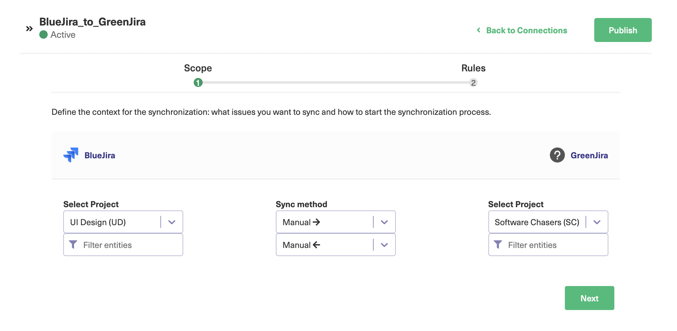 exalate visual mode jira sync scope