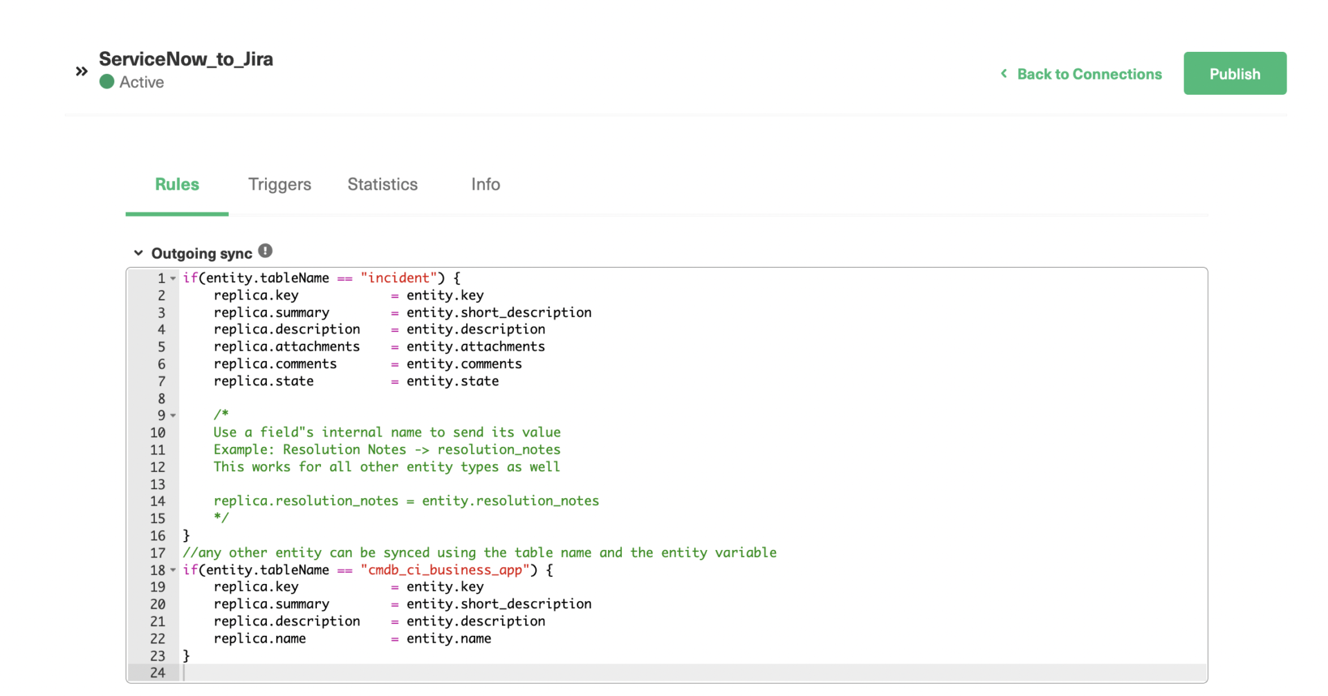 servicenow jira sync rules 