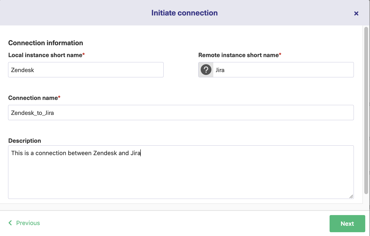 initiate zendesk to jira connection 