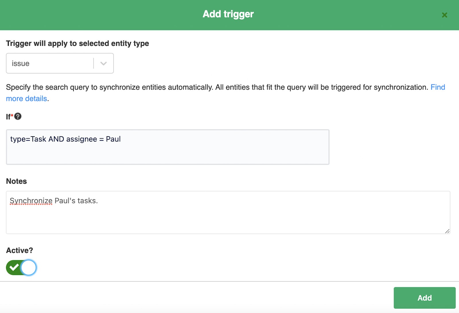 add trigger to jira GitHub integration 