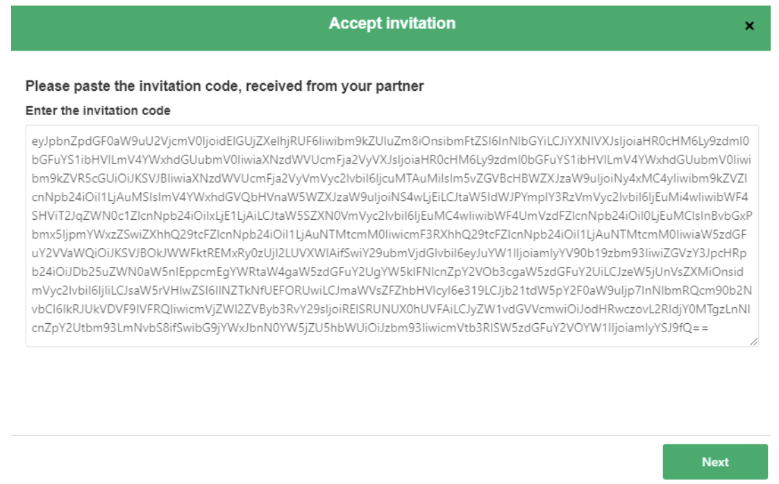 Accept invitation code on ServiceNow side