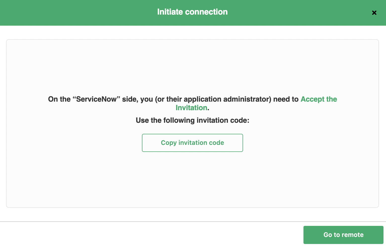 Invitation code for Zendesk ServiceNow integration