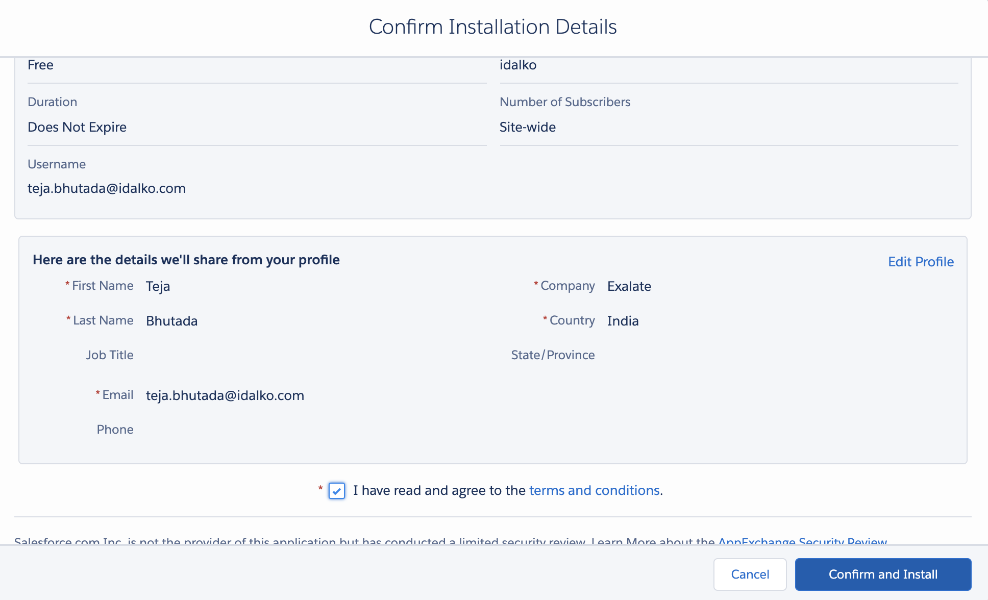 Confirm installation of Exalate on Salesforce