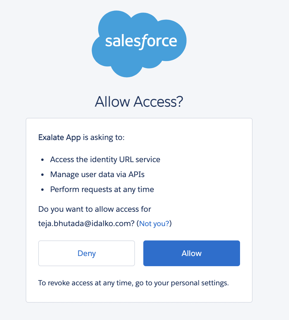Exalate access permissions for Salesforce