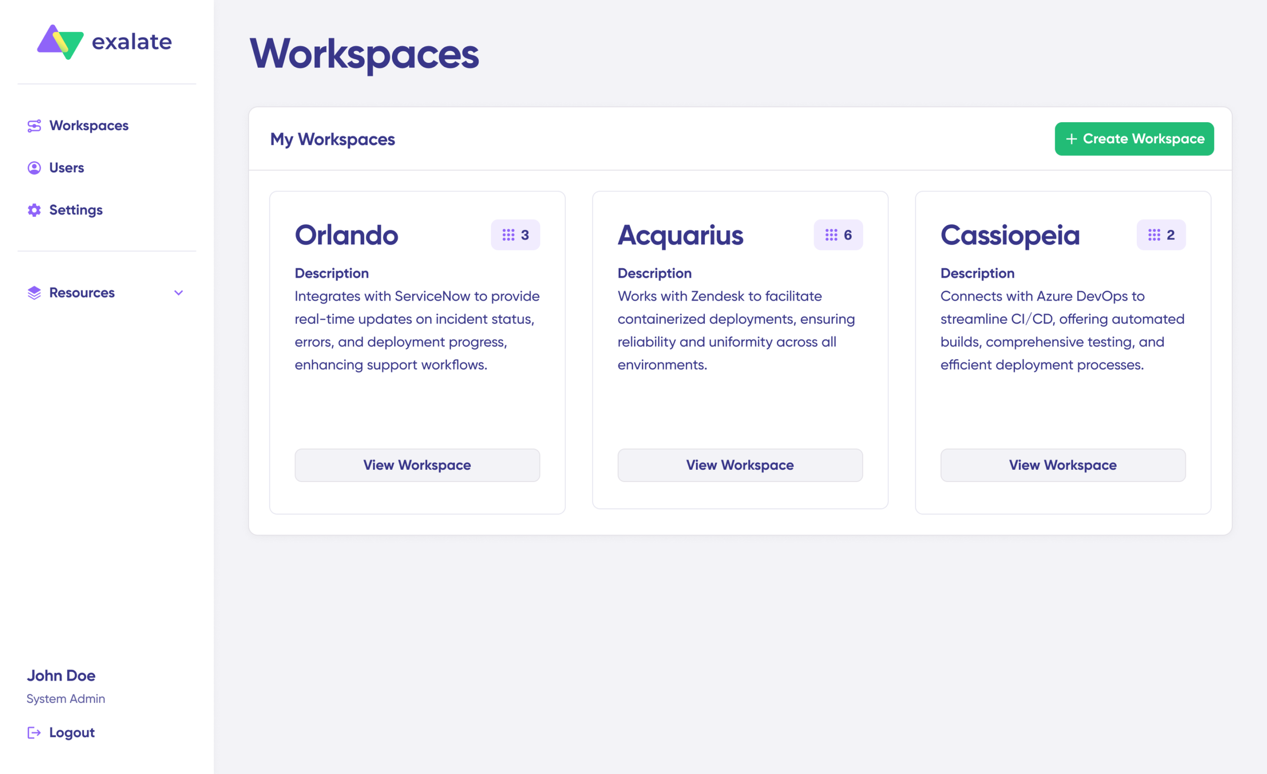 workspaces in exalate